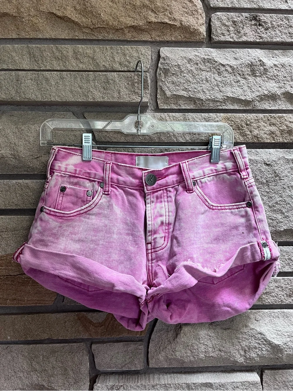 One Teaspoon bandits denim shorts Evil Eye Pink Denim Size 24